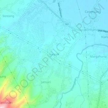 Mapa topográfico Nagrak, altitud, relieve