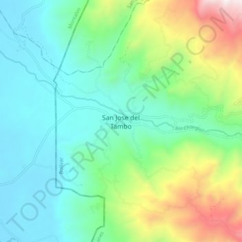 Mapa topográfico San Jose del Tambo, altitud, relieve
