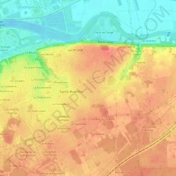 Mapa topográfico Bel-Air, altitud, relieve