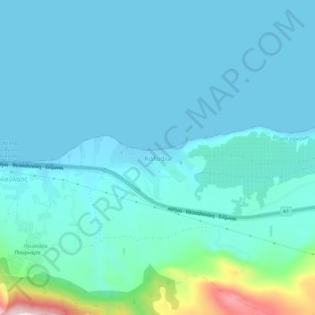 Mapa topográfico Kalypso, altitud, relieve