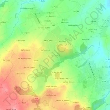Mapa topográfico Le Plessix, altitud, relieve