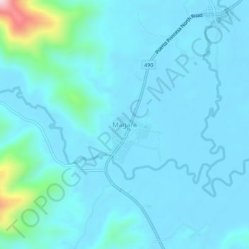 Mapa topográfico Magara, altitud, relieve