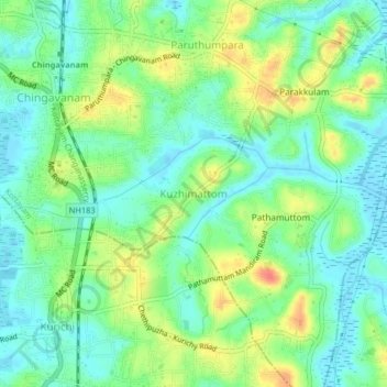 Mapa topográfico Kuzhimattom, altitud, relieve