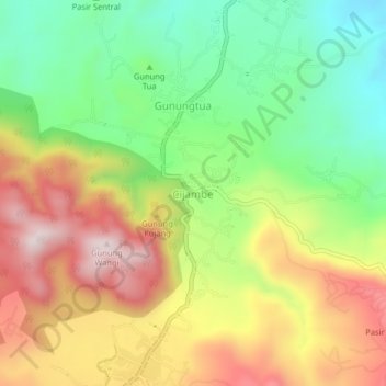 Mapa topográfico Cijambe, altitud, relieve