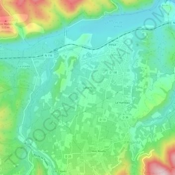 Mapa topográfico Sahorle, altitud, relieve