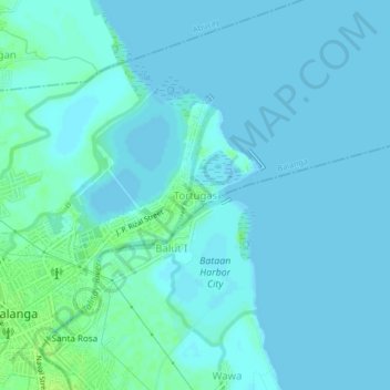 Mapa topográfico Tortugas, altitud, relieve