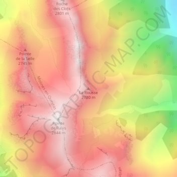 Mapa topográfico La Rousse, altitud, relieve