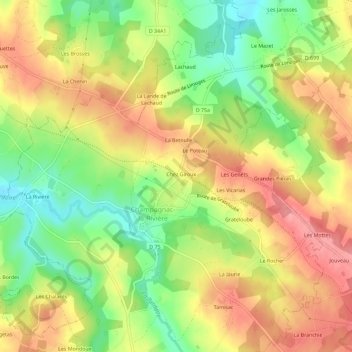 Mapa topográfico La Halte, altitud, relieve