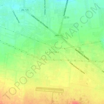Mapa topográfico La Cuchilla, altitud, relieve