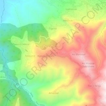 Mapa topográfico Ait Aich, altitud, relieve