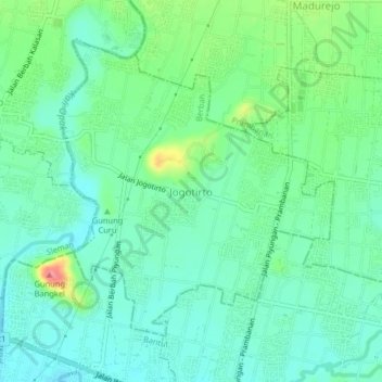 Mapa topográfico Jogotirto, altitud, relieve