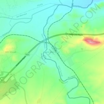 Mapa topográfico Beni Mensour, altitud, relieve