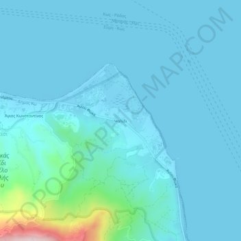 Mapa topográfico Psalidi, altitud, relieve