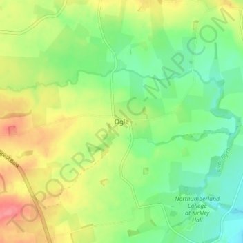 Mapa topográfico Ogle, altitud, relieve