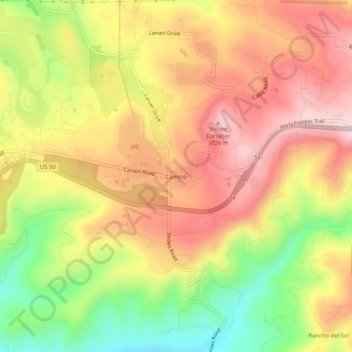 Mapa topográfico Camino, altitud, relieve