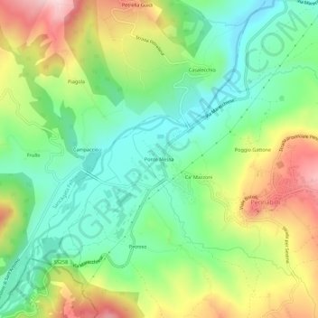 Mapa topográfico Ponte Messa, altitud, relieve