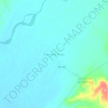 Mapa topográfico Piaxtla de Abajo, altitud, relieve