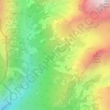 Mapa topográfico Pian Meyer, altitud, relieve