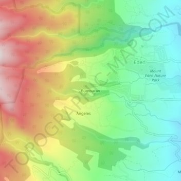 Mapa topográfico Bumbaran, altitud, relieve