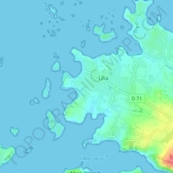 Mapa topográfico Penn Kear, altitud, relieve