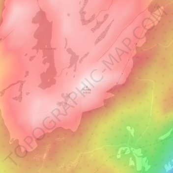 Mapa topográfico Nuken, altitud, relieve