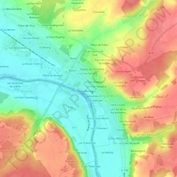 Mapa topográfico La Gare, altitud, relieve