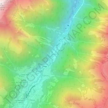 Mapa topográfico Concé, altitud, relieve