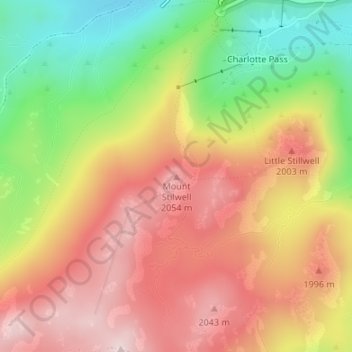 Mapa topográfico Mount Stilwell, altitud, relieve