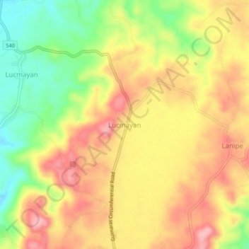 Mapa topográfico Lucmayan, altitud, relieve