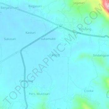 Mapa topográfico Cikijing, altitud, relieve