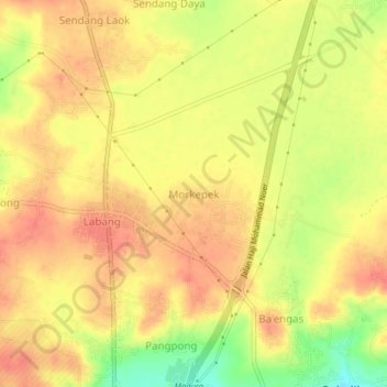 Mapa topográfico Morkepek, altitud, relieve