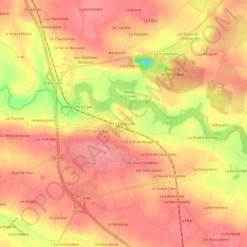 Mapa topográfico La Rougeraie, altitud, relieve