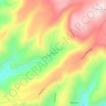 Mapa topográfico Forest, altitud, relieve