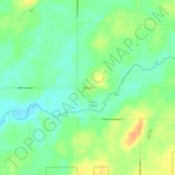 Mapa topográfico Arnold, altitud, relieve