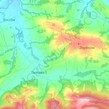 Mapa topográfico Kolawa, altitud, relieve