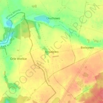 Mapa topográfico Nosalewo, altitud, relieve