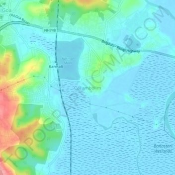 Mapa topográfico Carambolim, altitud, relieve