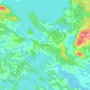 Mapa topográfico Riistavesi, altitud, relieve