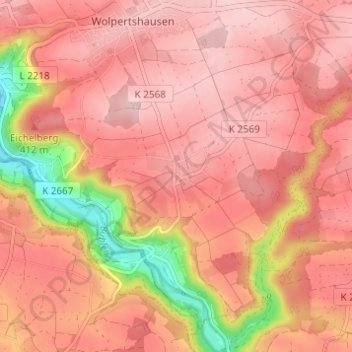 Mapa topográfico Reinsberg, altitud, relieve