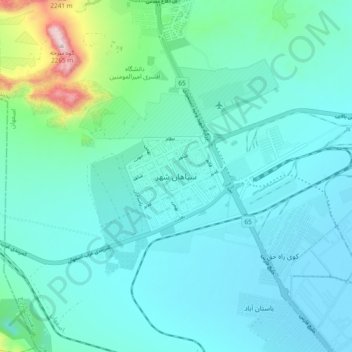 Mapa topográfico Sepahan Shahr, altitud, relieve