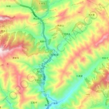 Mapa topográfico 琵琶镇, altitud, relieve