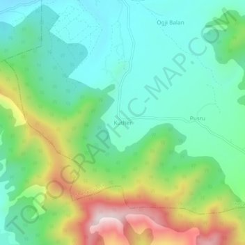 Mapa topográfico Kuther, altitud, relieve