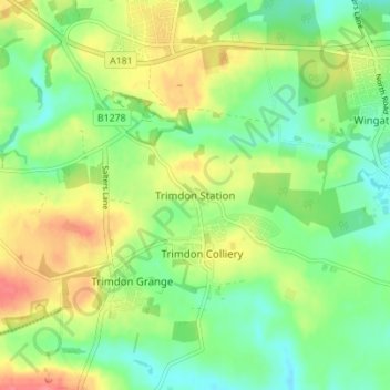 Mapa topográfico Trimdon Station, altitud, relieve
