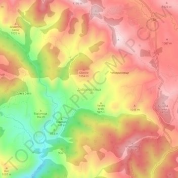 Mapa topográfico Dobroselica, altitud, relieve