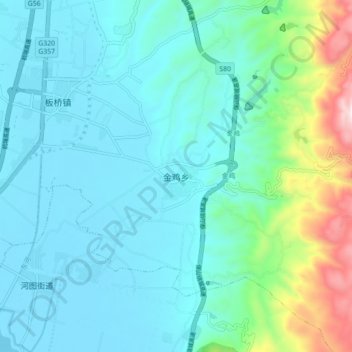 Mapa topográfico Jinji, altitud, relieve