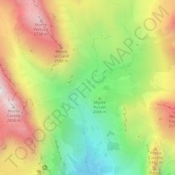 Mapa topográfico Grange Collet, altitud, relieve