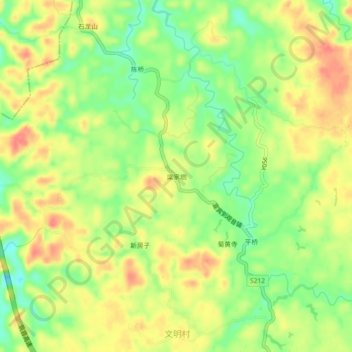 Mapa topográfico 梁家垇, altitud, relieve