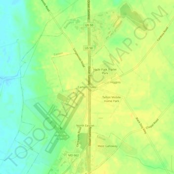 Mapa topográfico Carters Plains, altitud, relieve