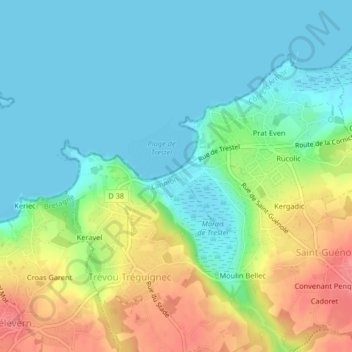 Mapa topográfico Trestel, altitud, relieve