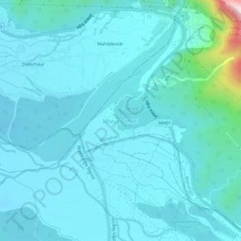 Mapa topográfico khayar ghari, altitud, relieve